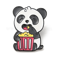 Spille smaltate panda, spilla in lega placcata nera per elettroforesi, popcorn, 29.5x22x1.5mm