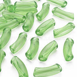 Transparent Acrylic Beads, Curved Tube, Yellow Green, 36x13.5x11.5mm, Hole: 4mm, about 148pcs/500g