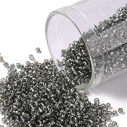 Toho perles de rocaille rondes, Perles de rocaille japonais, (29b) gris doublé d'argent, 15/0, 1.5mm, Trou: 0.7mm, environ 135000 pcs / livre