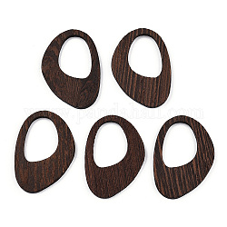 Pendenti in legno wengè naturale, undyed, ciondoli ovali irregolari, marrone noce di cocco, 50x35x3.5mm, Foro: 20x22.5 mm