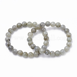 Labradorite naturelle bracelets extensibles de perles, ronde, diamètre intérieur: 2 pouce (5 cm), perle: 8.5~9 mm