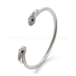 304 pulsera abierta de serpiente de acero inoxidable., ajustes de brazalete para rhinestone, color acero inoxidable, diámetro interior: 2x2-1/8 pulgada (5x5.5 cm), aptos para 1 mm de diamante de imitación