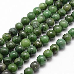 Chapelets de perles en jade africaine naturelle, ronde, Grade a, verte, 8mm, Trou: 1mm, Environ 44 pcs/chapelet, 15.3 pouce