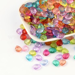 Transparent Acrylic Charms, Faceted, teardrop, Mixed Color, 10mm long, 8mm wide, 4mm thick, hole: 1mm, about 6000pcs/1000g