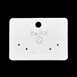 Papier Ohrring Display-Karten, Schmuckdisplaykarten mit Smiley-Aufdruck für Ohrstecker, weiß, Rechteck, 5x7x0.05 cm, Loch: 7 mm und 1.8 mm, ca. 100 Stk. / Beutel