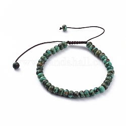 Braccialetti di perline intrecciati, con perle naturali di turchese africano (diaspro) e filo di nylon, 58~89mm