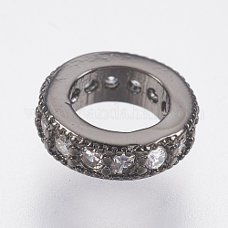 Messing Mikro ebnen Zirkonia European Beads, Großloch perlen, Bleifrei und cadmium frei, Ring, Metallgrau, 8x2.5 mm, Bohrung: 4.5 mm