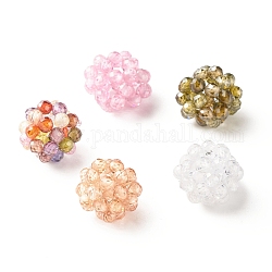 Perles de tissage rondes en zircone cubique, perles de cluster, facette, couleur mixte, 15mm, Trou: 3.5mm