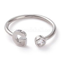Латунные кольца из манжеты с прозрачным цирконием, открытые кольца, долговечный, Реальная платина, letter.g, размер США 6, внутренний диаметр: 17 мм