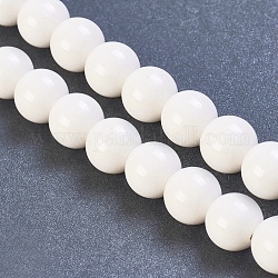 Chapelets de perles en hokutolite naturelle, ronde, blanc, 8mm, Trou: 1.2mm, Environ 53 pcs/chapelet, 15.9 pouce (40.5 cm)