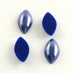 Cabochon in vetro opaco con perle perlato, occhio di cavallo, blu, 18x9x4.5mm