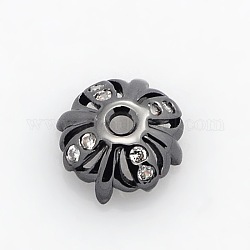4 micro en laiton -petal ouvrent zircone cubique caps, sans plomb & sans nickel & sans cadmium , gunmetal, 8x3mm, Trou: 1.5mm