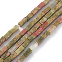 Perline Unakite naturali fili, cuboide, 3.5~6x2.2x2.2mm, Foro: 0.9 mm, circa 79~83pcs/filo, 15.04~15.24 pollici (38.2~38.7 cm)