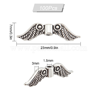 Wholesale SUNNYCLUE 1Box 100Pcs Christmas Charms Alloy Angel Wings Beads  Bulk Tibetan Style Wing Beads for jewellery Making Charms Fairy Angel Wing  Spacer Loose Beads Bracelets Earrings Supplies Antique Silver 