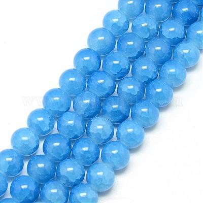 Perles de verre craquelé cuites au four&nbsp;DGLA-Q023-8mm-YS13-1