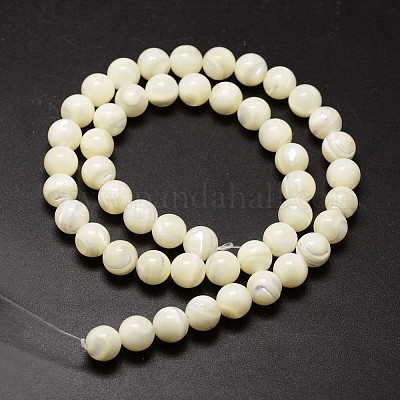 Chapelets de perles de coquillage&nbsp;SSHEL-E571-39-8mm-1