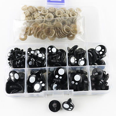 100pcs Plastic Eyes and Gasket 8mm Plastic Safety Eyes Doll Eyes for Teddy Bear Doll Stuffed Animals Puppet Doll Making, Size: 2