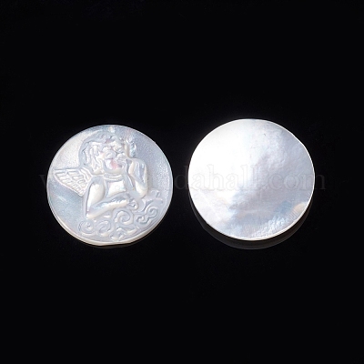 Natürliche weiße Muschel cabochons&nbsp;SSHEL-D083-07-1