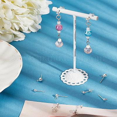 Stainless steel ball post with loop, Hypoallergenic earring making