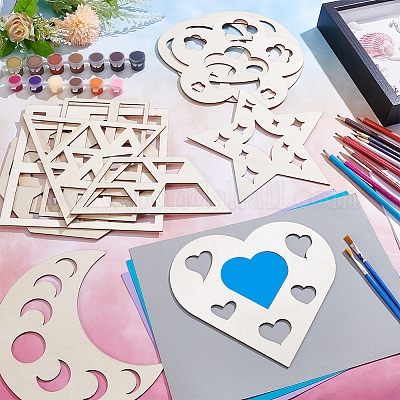 12 modello di forma geometrica in MDF&nbsp;DIY-UN0007-96A-1