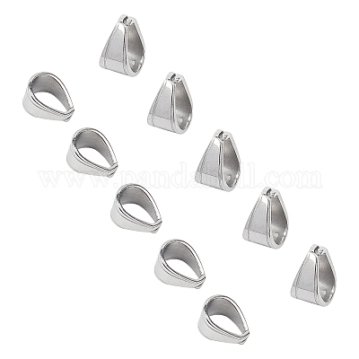 Silver Stainless Steel Spring Pinch Bails For Pendants - Multiple Sizes