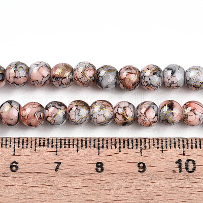 Chapelet de perles en verre baking paint&nbsp;DGLA-N003-6mm-B05-1