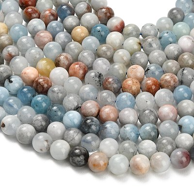 Natürliche Aquamarin Perlen Stränge&nbsp;G-F591-29B-8mm-05-1