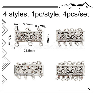 4 Stück 4 Arten Messing-Box-Verschlüsse box&nbsp;KK-DR0001-13-1