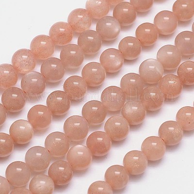Natürliche sunstone Perlen Stränge&nbsp;G-M262-8mm-06-1