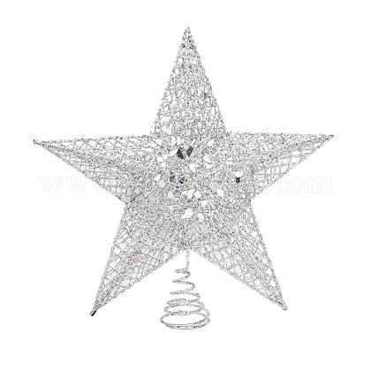 鉄のクリスマスツリートッパー  クリスマスの装飾のための  スター  銀  300x307x95mm DJEW-GF0001-01-1