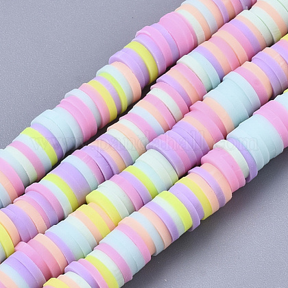 Handmade Polymer Clay Beads Strands CLAY-R089-6mm-087-1