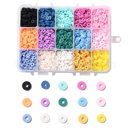 150G 15 Colors Handmade Polymer Clay Beads CLAY-JP0001-13-6mm-1