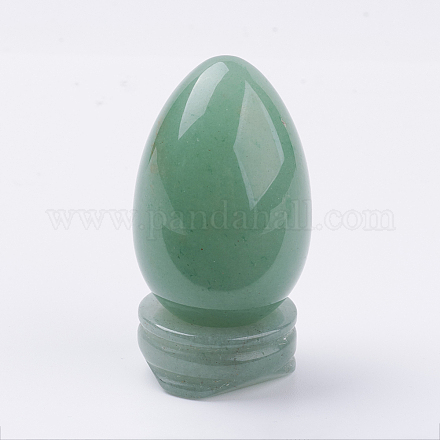 天然の緑のアベンチュリンディスプレイ装飾  ベース付き  卵形の石  56mm  卵：47x30mm DJEW-G018-03-1