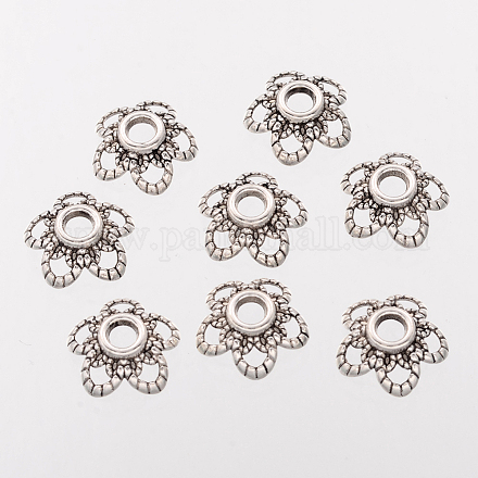 Antique Silver alliage de tonalité bouchons fleurs de perles X-AA484-1