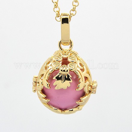 Brass Pregnancy Chime Ball Cage Pendant Necklaces NJEW-F053-08G-03-1