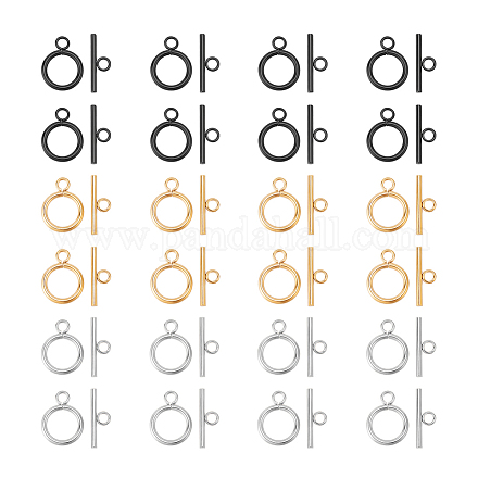 UNICRAFTALE 24 Sets 3 Colors Stainless Steel Toggle Clasps Round IQ Toggle Clasps T-bar Closure Clasps Neckalce Toggle Clasps Jewelry Connectors End Clasps for DIY Necklace Bracelet Jewelry Making STAS-UN0050-82-1