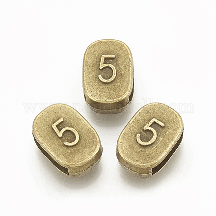 Breloques de glissière de numéro en alliage de style tibétain TIBEB-R066-05-FF-1