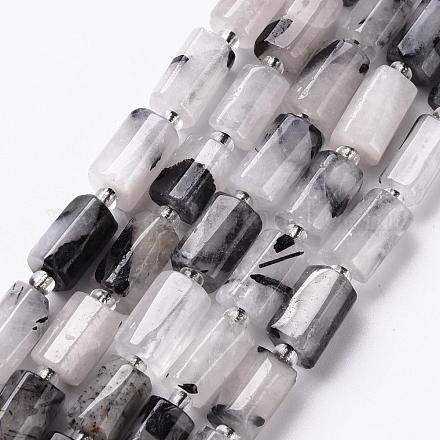 Chapelets de perles en quartz rutile noir naturel G-S345-8x11-010-1