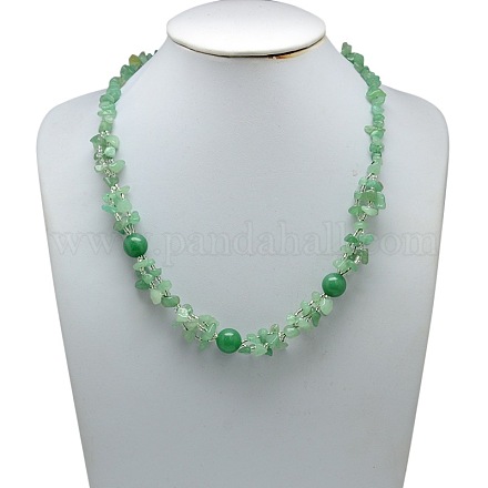 Classic Natural Gemstone Chip Beaded Necklaces NJEW-L055-07-1