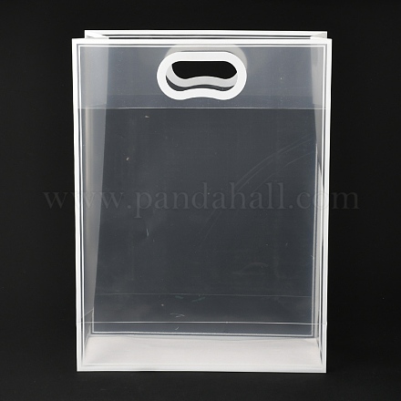 長方形の透明なビニール袋  ハンドル付き  買い物の為  工芸  贈り物  ホワイト  40x30cm  10個/袋 ABAG-M002-04A-1