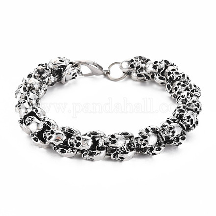 Alloy Skull Link Chain Bracelet BJEW-N015-008-1