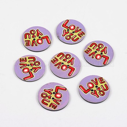 2-trou rond plat avec vous des boutons acryliques de motif amour BUTT-F055-05A-1