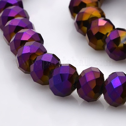 Full Plated Faceted Rondelle Glass Beads Strands GLAA-A024E-FP03-1