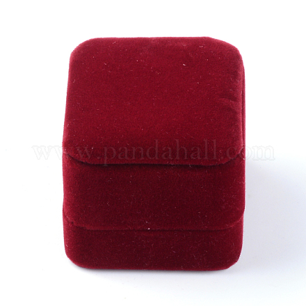 ベルベットのリングボックス  アクセサリー類のギフトボックス  長方形  暗赤色  5.5x5x4.5cm VBOX-Q055-07D-1