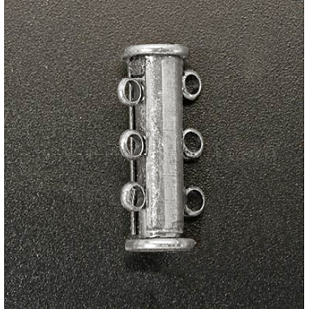 1連真鍮製スライドロッククラスプ  ジュエリーアクセサリー  3の穴  プラチナ  6mm  穴：20x7mm KK-Q267-1-1