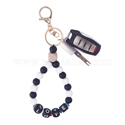 Schlüsselanhänger aus Silikon mit runden Perlen KEYC-SW00006-01-1