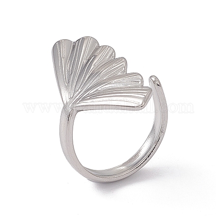 304 anillo de acero inoxidable con forma de concha para mujer. RJEW-C045-25P-1