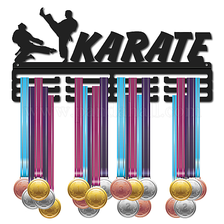 CREATCABIN Karate Medal Hanger Display Sports Medal Holder Over 60+ Medals Award Iron Holder Rack Frame Wall Mounted Hanging for Medalist Dancer Soccer Gymnastics Marathon Athlete Gift 15.7 x 7.4 Inch AJEW-WH0356-004-1