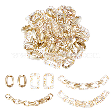SUPERFINDINGS 100Pcs 2 Styles Spray Painted Acrylic Linking Rings Transparent Quick Link Connectors Plastic Linking Chain for Earring Necklace Jewelry Eyeglass Chain DIY Craft Making KY-FH0001-09-1