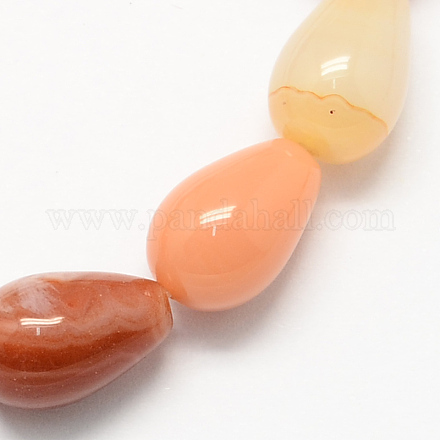 Dyed Natural Gemstone Red Agate Stone Beads Strands G-S107-11-1